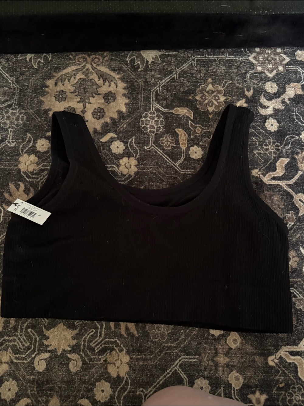 Black Ribbed Scoop Neck padded bra